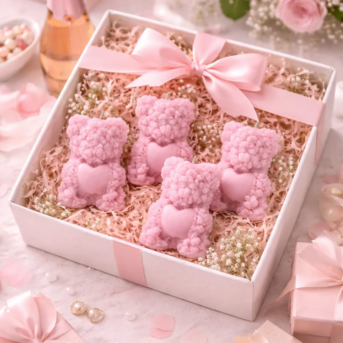 Sojawachs Duftkerzen 4er Set mit Vanilleduft Teddy Kerzen dekorative Aromakerzen online bestellen