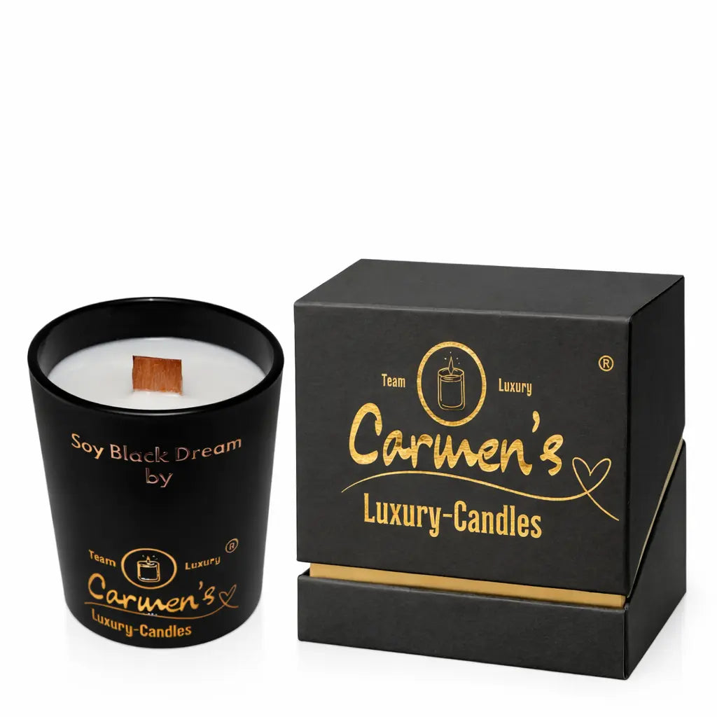 Sojawachs Duftkerze Soy Black mit Vanilleduft im Glas Premium Aromakerze online bestellen