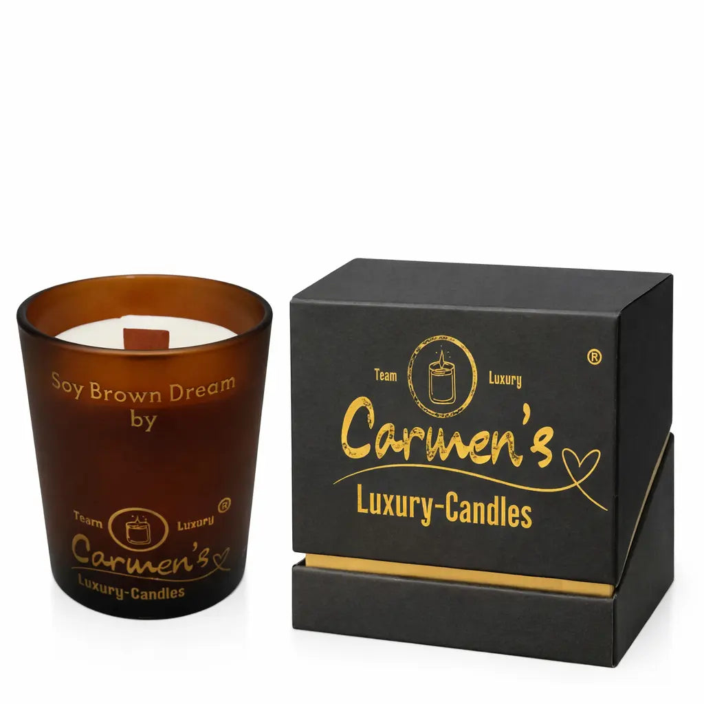 Sojawachs Duftkerze Soy Braun mit Vanilleduft im Glas Premium Aromakerze online bestellen