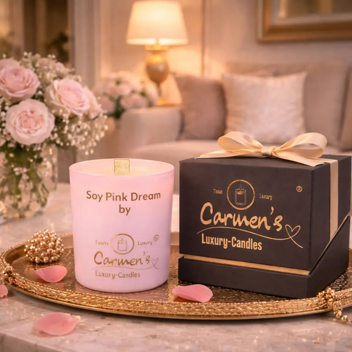 Sojawachs Duftkerze Soy Pink mit Vanilleduft im Glas dekorative Aromakerze online bestellen