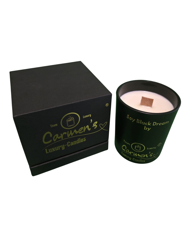 Soy Black Dream – Handgefertigte Bio-Sojawachskerze mit Vanilleduft im Luxusglas