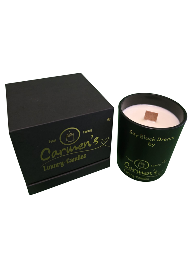 Soy Black Dream – Handgefertigte Bio-Sojawachskerze mit Vanilleduft im Luxusglas