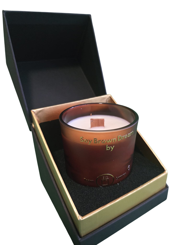 Soy Brown Dream – Handgefertigte Sojawachs Kerze mit Vanille Duft in Luxusglas