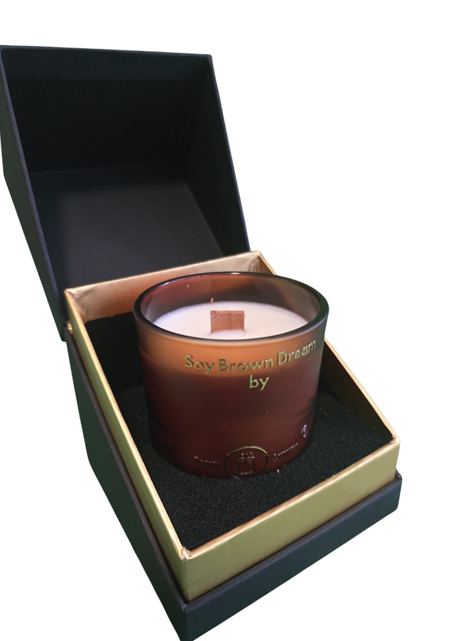 Soy Brown Dream – Handgefertigte Sojawachs Kerze mit Vanille Duft in Luxusglas