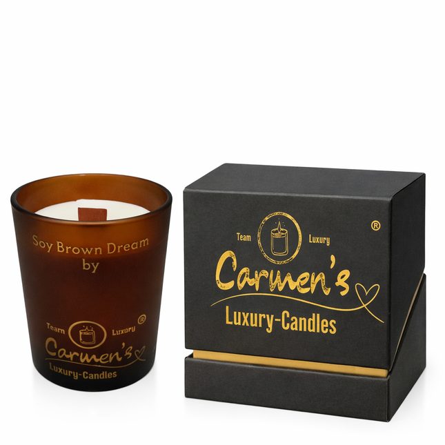 Soy Brown Dream – Handgefertigte Sojawachs Kerze mit Vanille Duft in Luxusglas