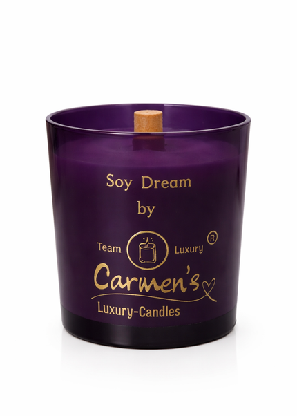 Soy Dream – Handcrafted Organic Soy Wax Candle with Vanilla Bourbon Fragrance in Violet Glass (without box)