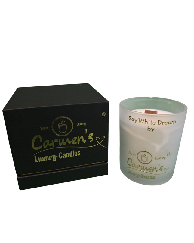 Soy White Dream – Handgefertigte Sojawachs Kerze mit Vanille Duft im Luxusglas