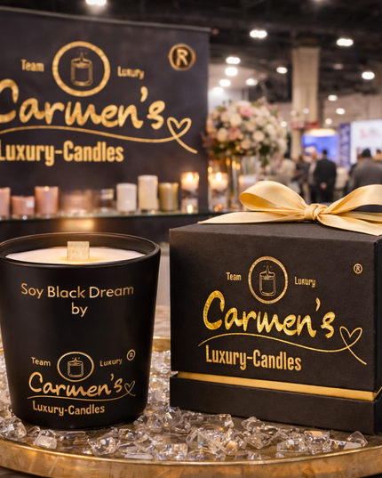 Soy Black Dream – Handcrafted organic soy wax candle with vanilla fragrance in luxury glass