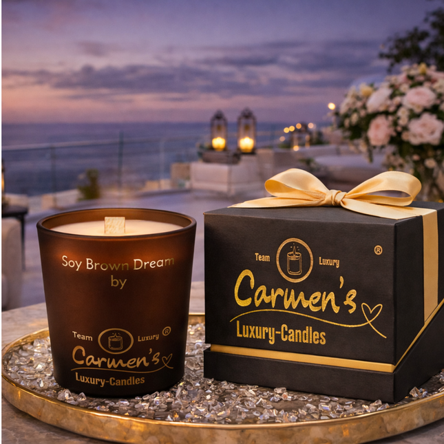 Soy Brown Dream – Handgefertigte Sojawachs Kerze mit Vanille Duft in Luxusglas