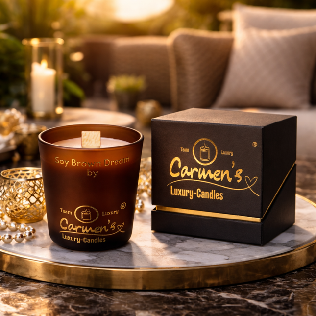 Soy Brown Dream – Handgefertigte Sojawachs Kerze mit Vanille Duft in Luxusglas
