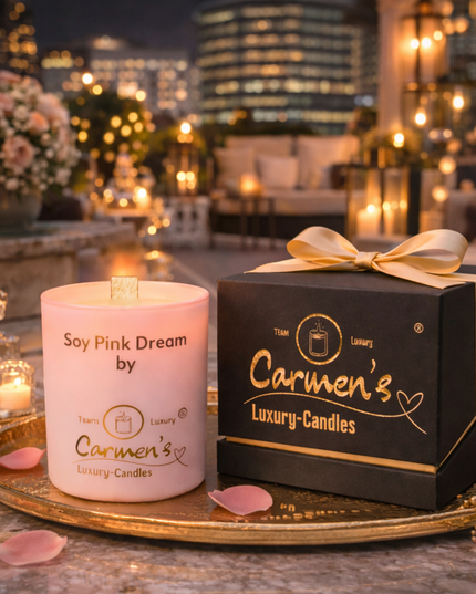 Soy Pink Dream – Handcrafted Soy Wax Candle with Vanilla Fragrance in Luxury Glass