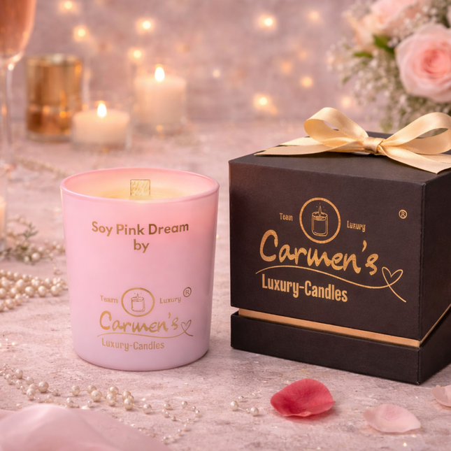 Soy Pink Dream – Handgefertigte Sojawachs Kerze mit Vanille Duft in Luxusglas