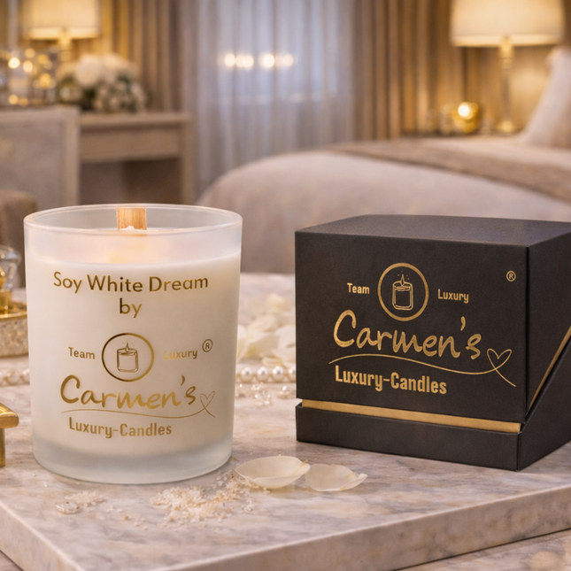 Soy White Dream – Handgefertigte Sojawachs Kerze mit Vanille Duft im Luxusglas