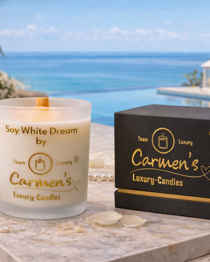 Soy White Dream – Handcrafted soy wax candle with vanilla fragrance in luxury glass
