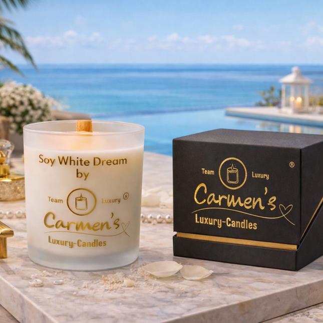 Soy White Dream – Handgefertigte Sojawachs Kerze mit Vanille Duft im Luxusglas