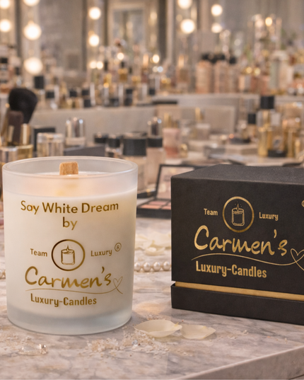 Soy White Dream – Handcrafted soy wax candle with vanilla fragrance in luxury glass