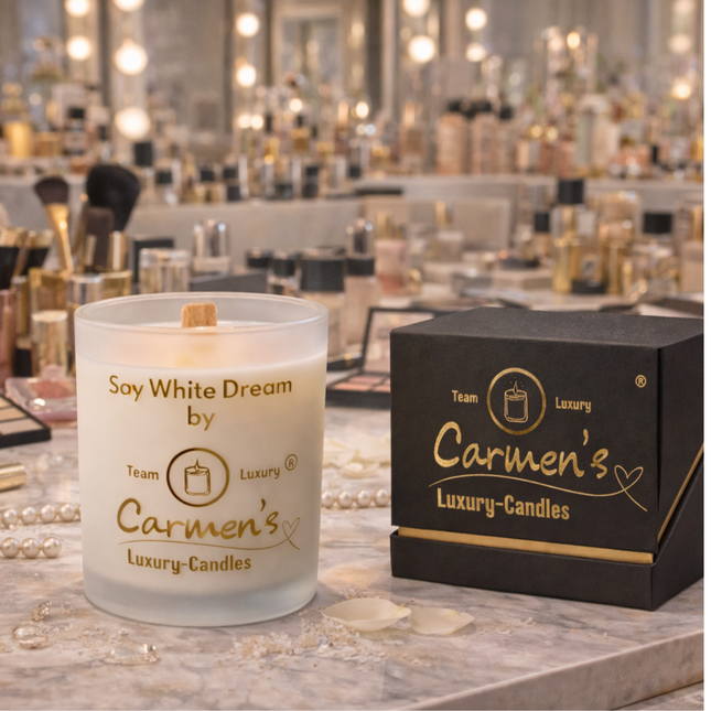 Soy White Dream – Handgefertigte Sojawachs Kerze mit Vanille Duft im Luxusglas