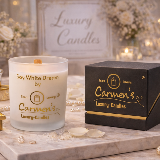 Soy White Dream – Handgefertigte Sojawachs Kerze mit Vanille Duft im Luxusglas