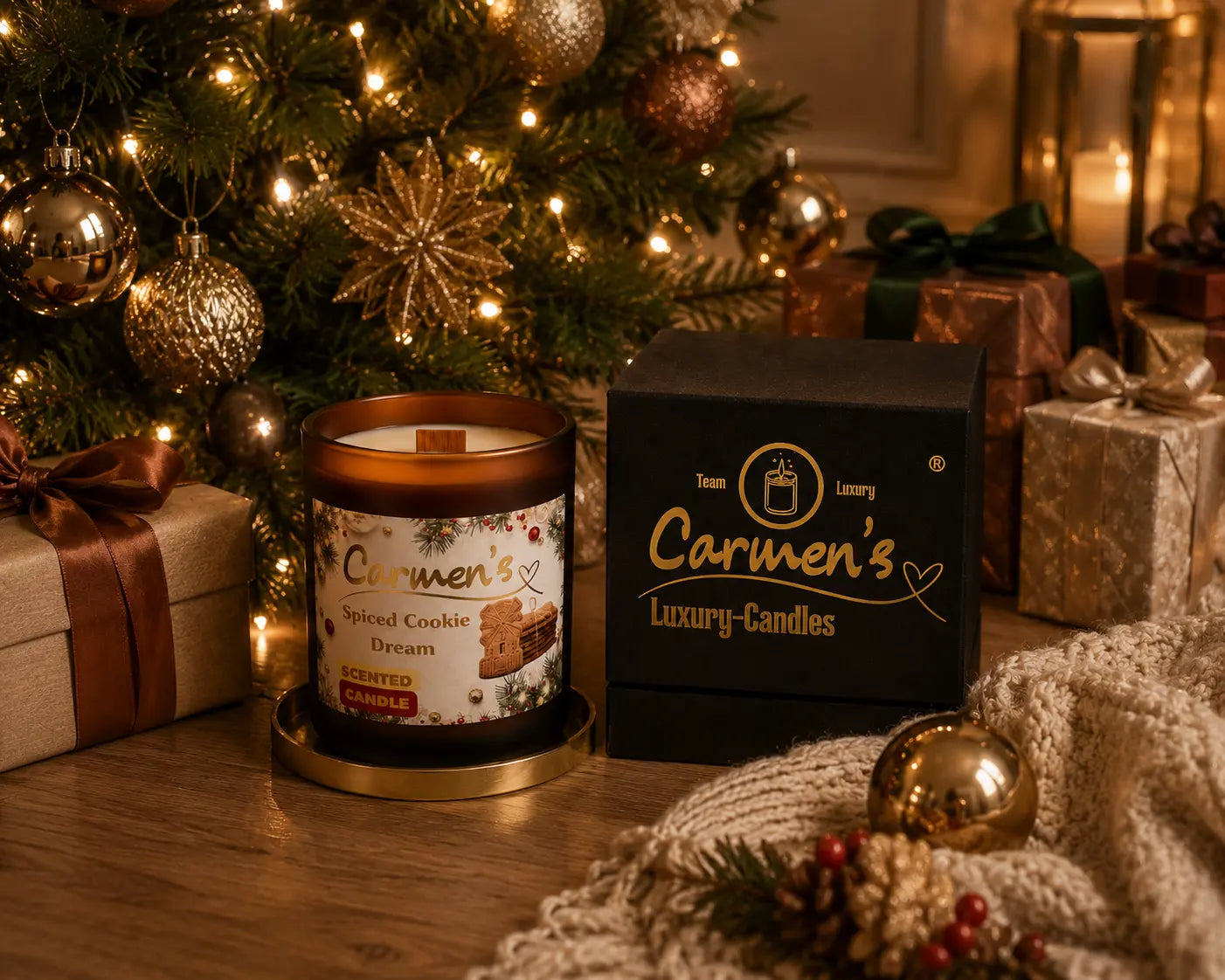 Carmen’s Spiced Cookie Dream – Luxus Soja-Duftkerze mit Holzdocht (ca. 0,2kg)