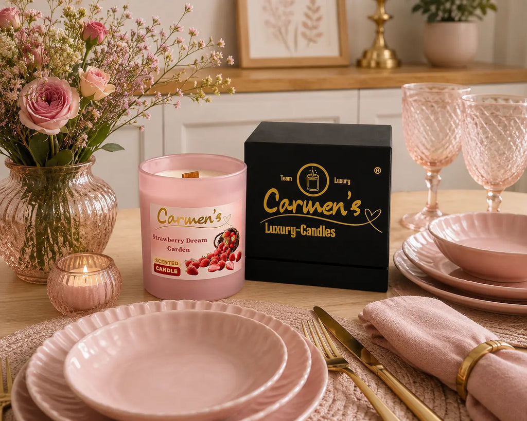 Carmen’s Strawberry Dream Garden – Luxus Soja-Duftkerze mit Holzdocht (ca. 0,2kg)
