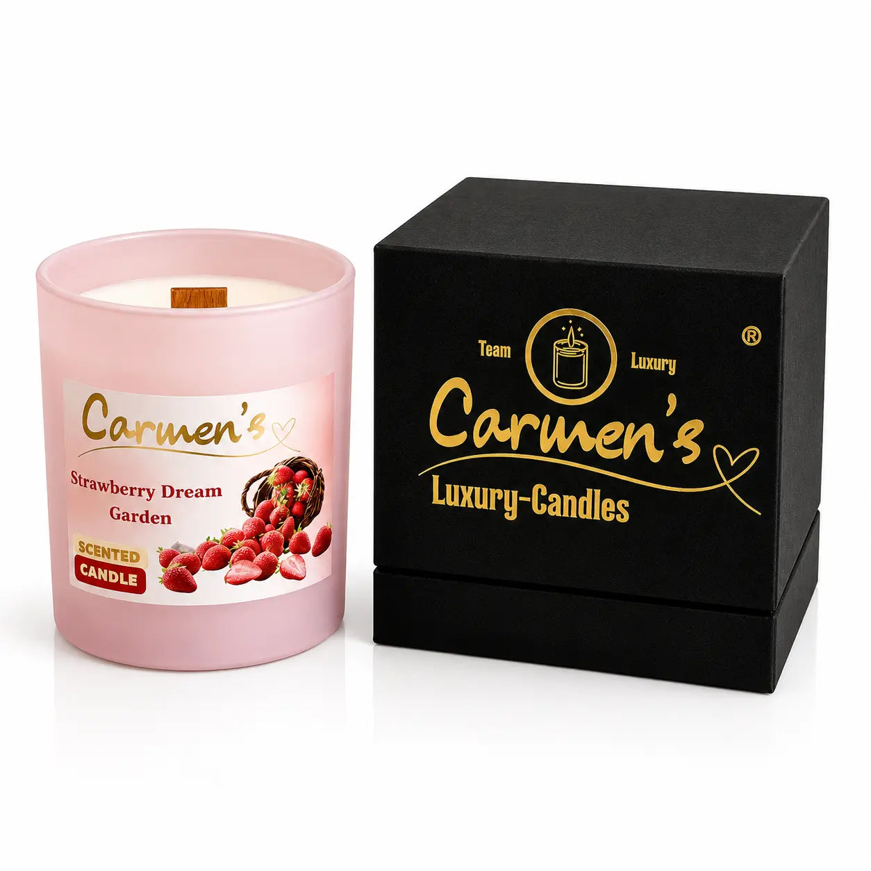 Carmen’s Strawberry Dream Garden – Luxus Soja-Duftkerze mit Holzdocht (ca. 0,2kg)