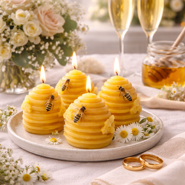 Beeswax Candle Teelicht 4er SET – Handgefertigte Kerze aus reinem Bienenwachs