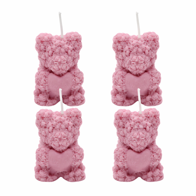 Teddy with Heart 4-Piece Set – Handcrafted Candle / Handmade Candle / Bougie artisanale / Lumânare artizanală / Vela artesanal