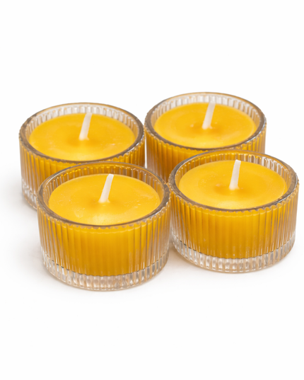 Beeswax Tealight Set – Handcrafted tealights made from pure beeswax in glass containers