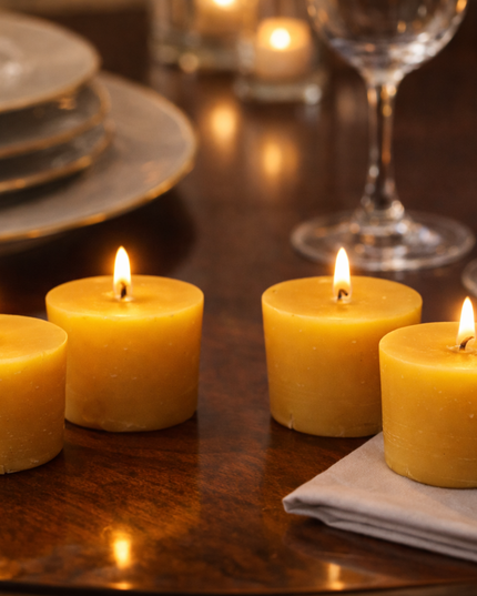 Beeswax Tealight Candle Set of 4 – Handcrafted Candle / Handmade Candle / Bougie artisanale / Lumânare artizanală / Vela artesanal