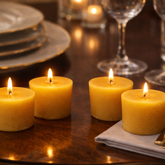 Beeswax Tealight Candle 4er SET  – Handgefertigte Kerze / Handmade Candle / Bougie artisanale / Lumânare artizanală / Vela artesanal