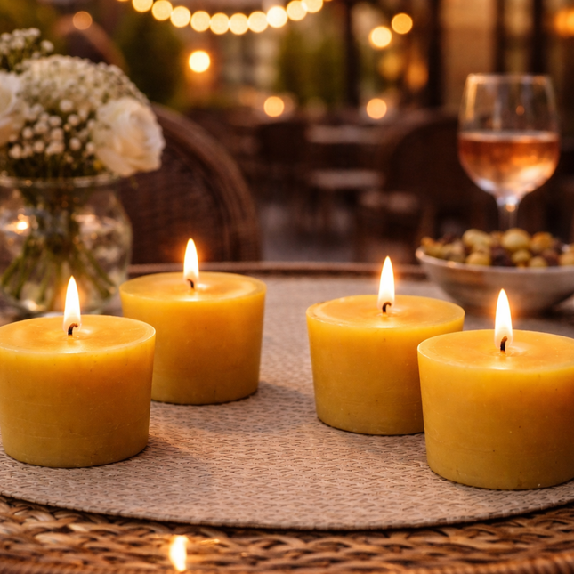 Beeswax Tealight Candle 4er SET  – Handgefertigte Kerze / Handmade Candle / Bougie artisanale / Lumânare artizanală / Vela artesanal