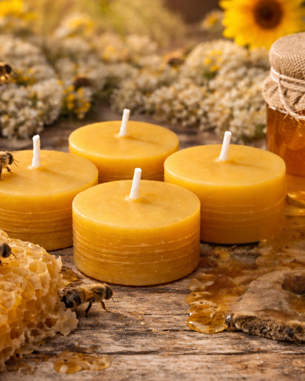 Beeswax Tealight Candle Set of 4 – Handcrafted Candle / Handmade Candle / Bougie artisanale / Lumânare artizanală / Vela artesanal