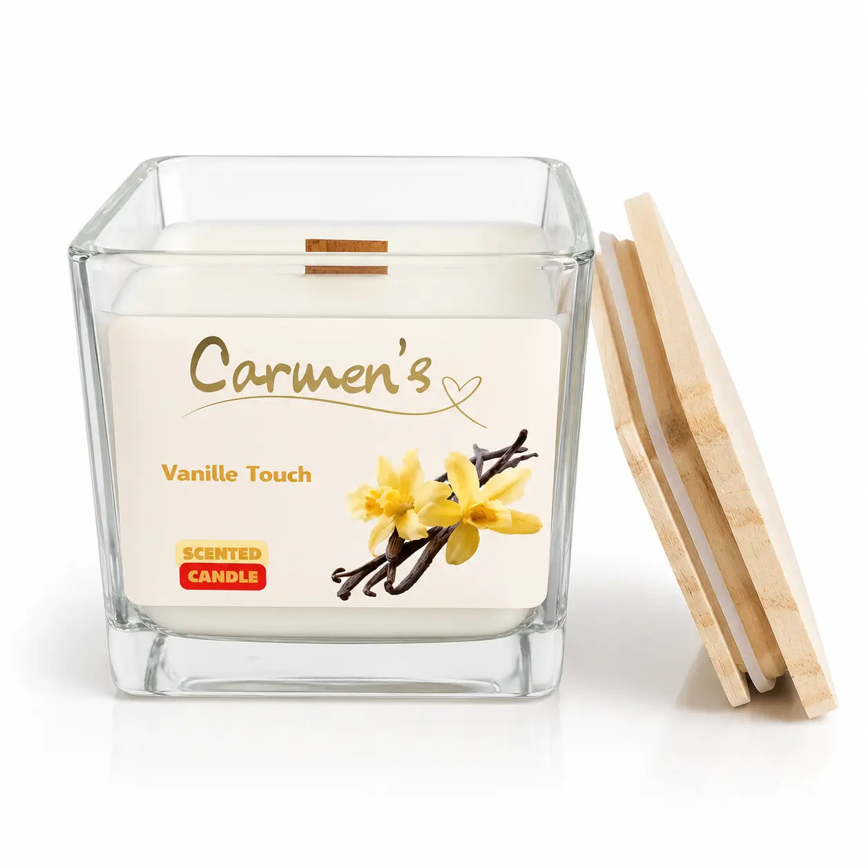 Carmen’s Vanille Touch – Luxus Soja-Duftkerze mit Holzdocht (ca. 0,6kg)