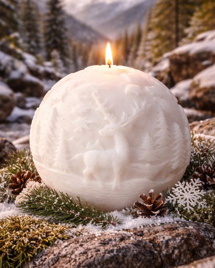 Forest Scene Ball Design – Handcrafted Candle / Handmade Candle / Bougie artisanale / Lumânare artizanală / Vela artesanal