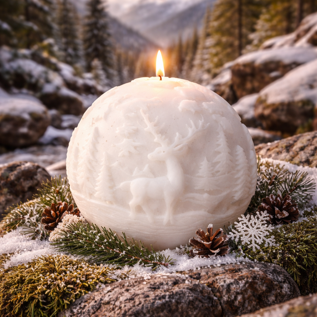 Forest Scene Ball Design – Handgefertigte Kerze / Handmade Candle / Bougie artisanale / Lumânare artizanală / Vela artesanal