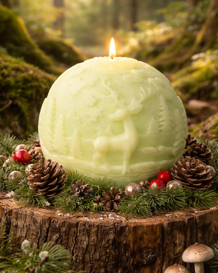 Forest Scene Ball Design – Handcrafted Candle / Handmade Candle / Bougie artisanale / Lumânare artizanală / Vela artesanal