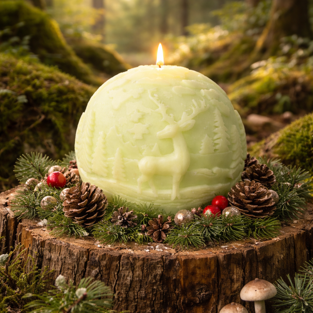 Forest Scene Ball Design – Handgefertigte Kerze / Handmade Candle / Bougie artisanale / Lumânare artizanală / Vela artesanal