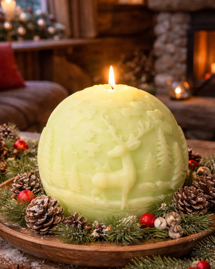 Forest Scene Ball Design – Handcrafted Candle / Handmade Candle / Bougie artisanale / Lumânare artizanală / Vela artesanal