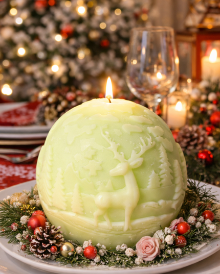 Forest Scene Ball Design – Handcrafted Candle / Handmade Candle / Bougie artisanale / Lumânare artizanală / Vela artesanal