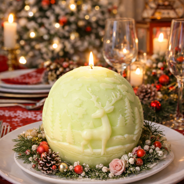 Forest Scene Ball Design – Handgefertigte Kerze / Handmade Candle / Bougie artisanale / Lumânare artizanală / Vela artesanal