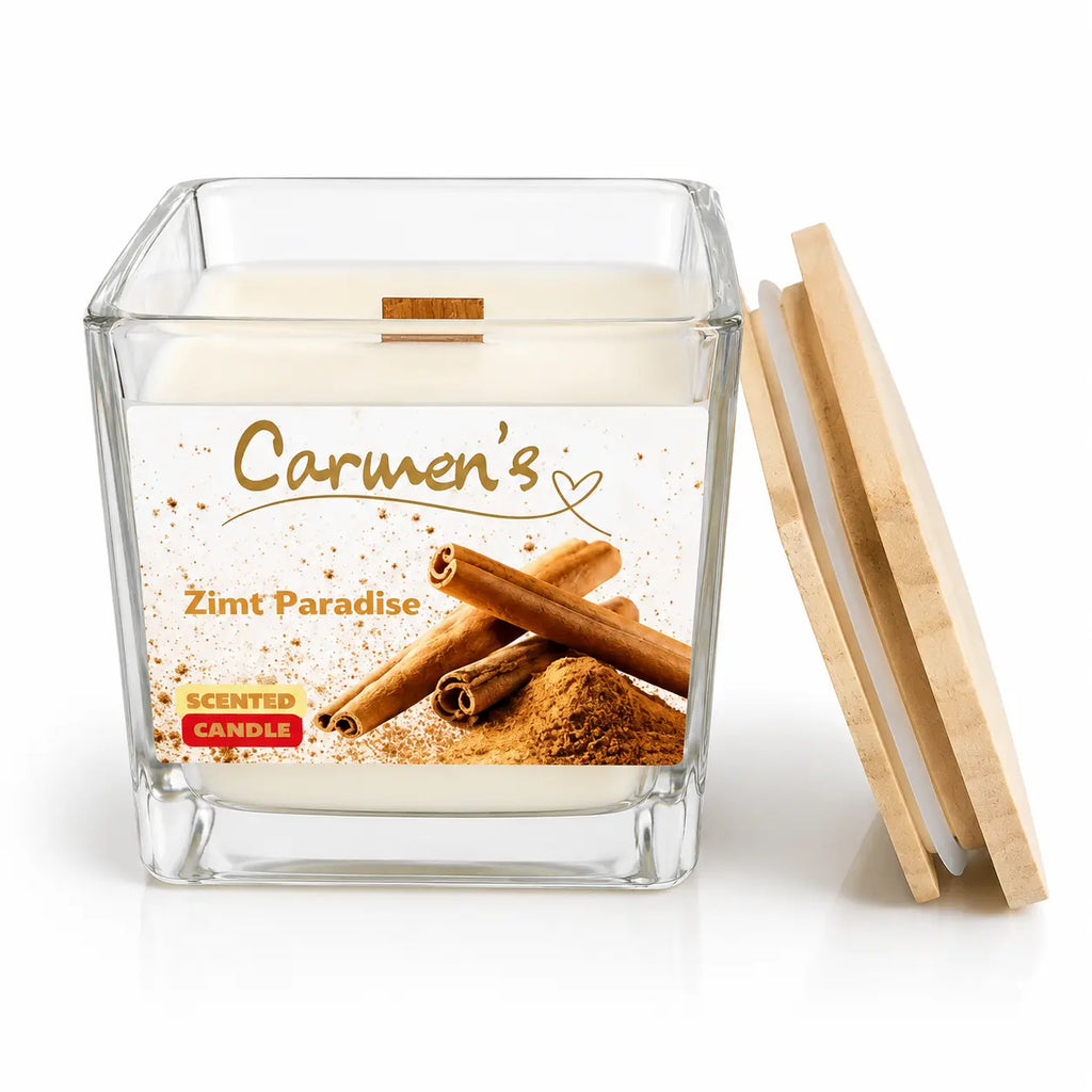 Carmen’s Zimt Paradise – Luxus Soja-Duftkerze mit Holzdocht (ca. 0,6kg)